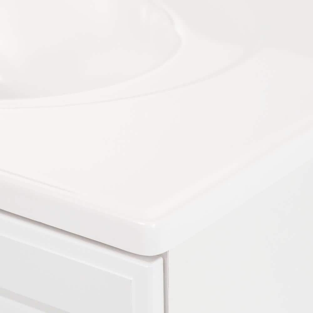 31 in. W x 19 in. D x 35 in. H Single Sink Freestanding Bath Vanity in White with White Cultured Marble Top