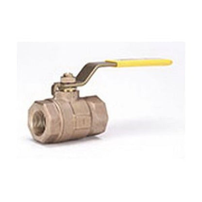 2-Piece Ball Valve, 1-1/2 in, FNPT, Full Port, Plated Brass Ball, Bronze