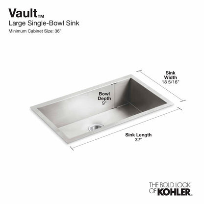 Vault 32" Undermount Single Basin Stainless Steel Kitchen Sink with SilentShield Technology