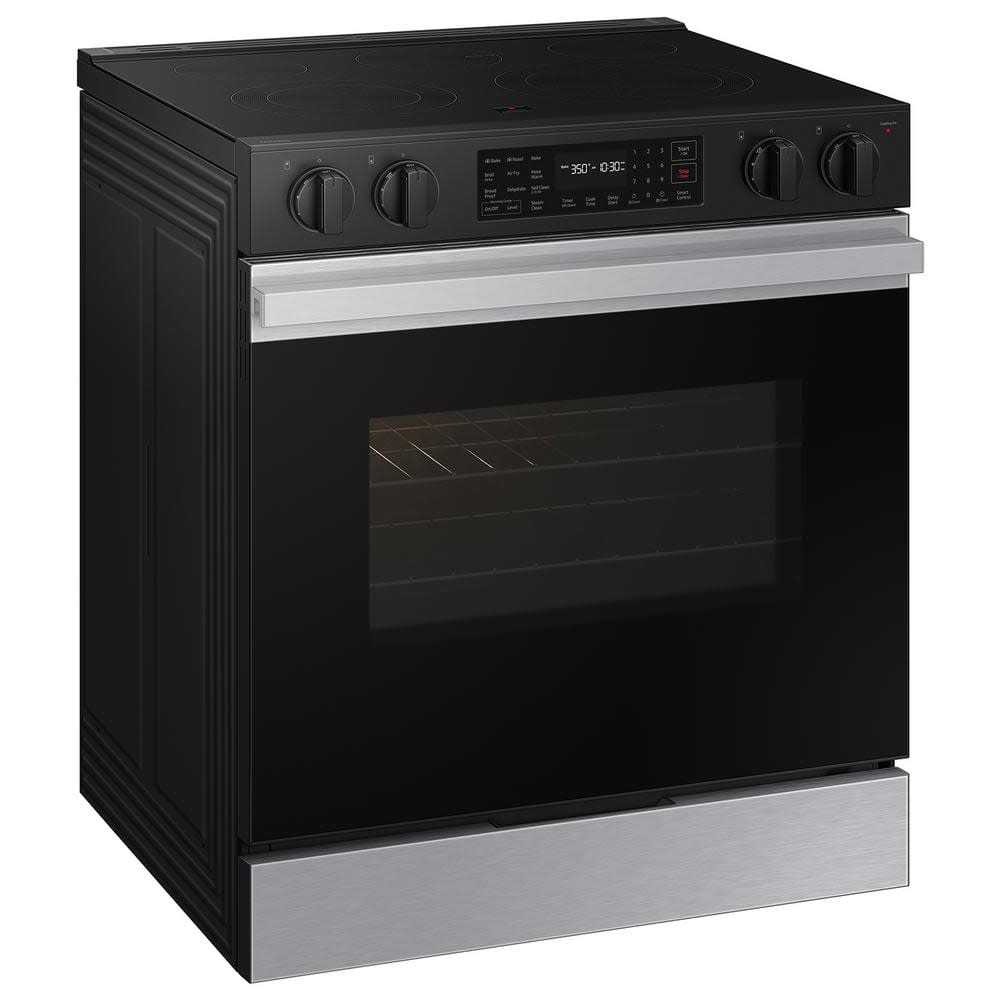 Bespoke 30 in. 6.3 cu.ft. 5 Burner Element Smart Slide-In Electric Range w/ AirFry & Safety Knobs in Stainless Steel