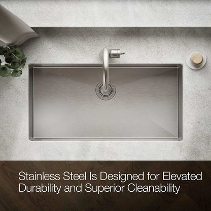 Strive 35" Single Basin Undermount 16-Gauge Stainless Steel Kitchen Sink with SilentShield with Accessories Included