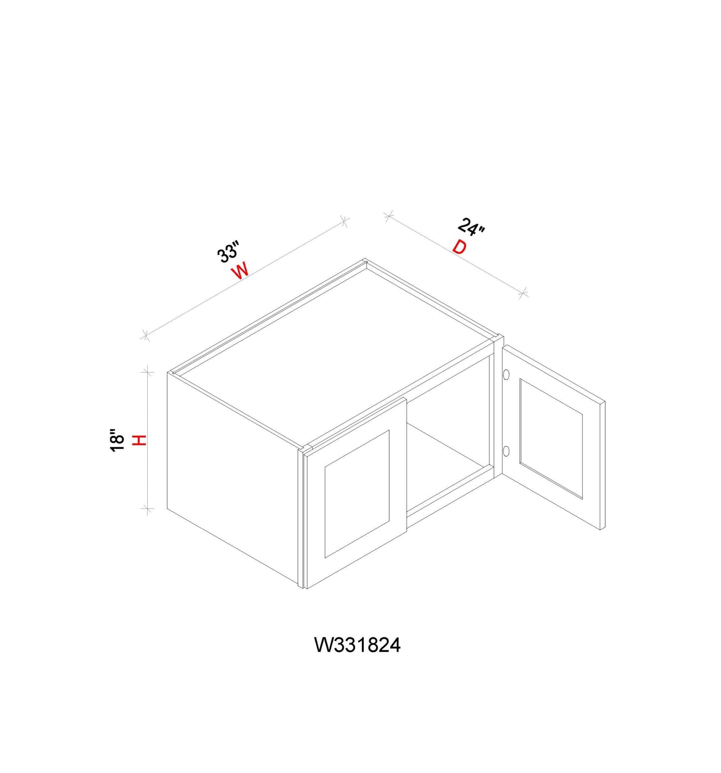 Wall Refrigerator Cabinet - 33"W x 18"H x 24"D