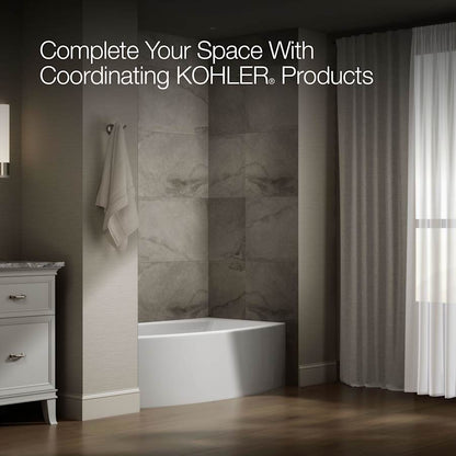 Expanse Bath Tub 60" x 30" - 36" Acrylic Soaking for Three Wall Alcove Installations with Integral Curved Apron and Left Drain