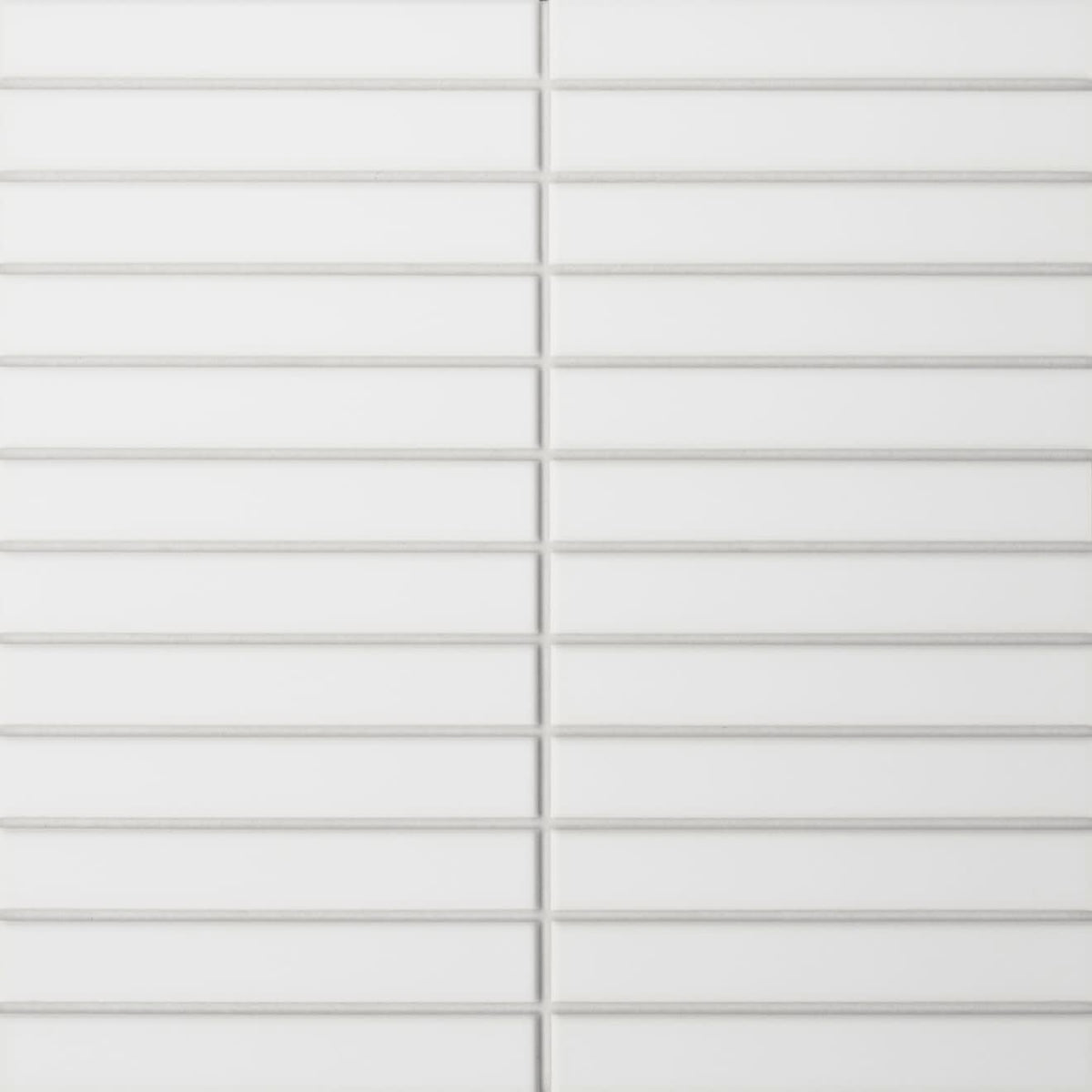 Le Cafe White 1x6 Straight Stack Mosaic Matte