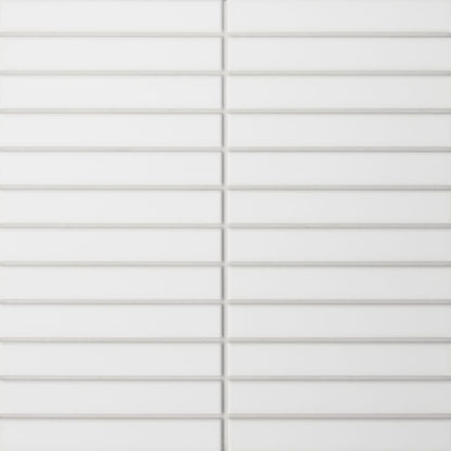 Le Cafe White 1x6 Straight Stack Mosaic Matte
