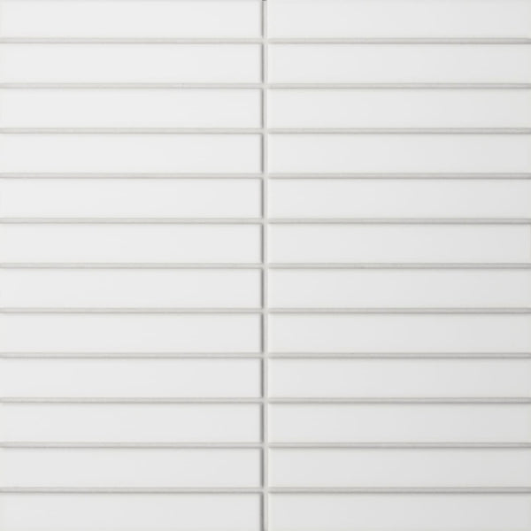 Le Cafe White 1x6 Straight Stack Mosaic Matte
