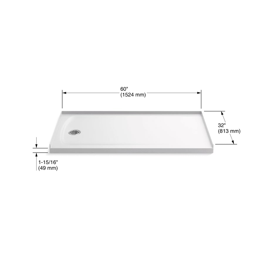 Ballast 60" Single Threshold Shower Base with Left Drain