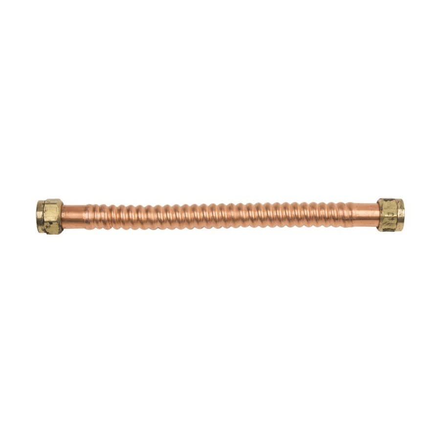 Corrugated Water Heater Flex, 3/4 in, FNPT, 12 in L, Copper