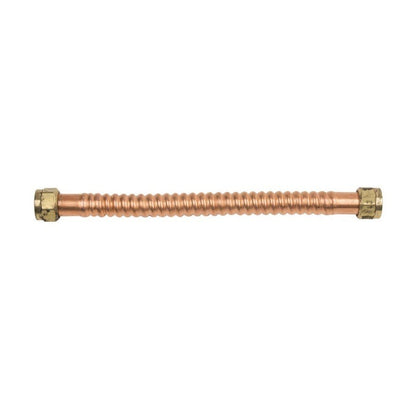 Corrugated Water Heater Flex, 3/4 in, FNPT, 12 in L, Copper