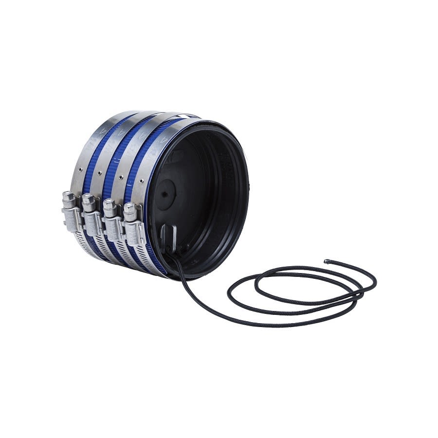 Shielded Transition Coupling, 4 in, Rubber/Stainless Steel