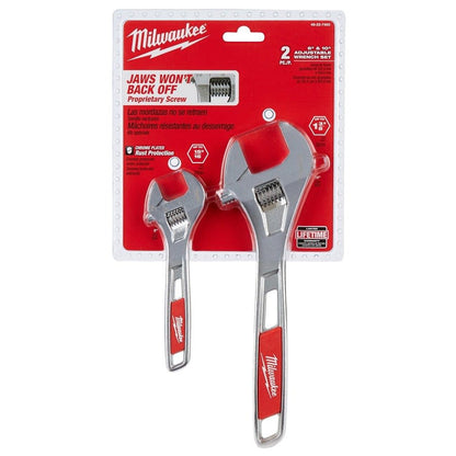Adjustable Wrench Set, 2 Pieces, 6 in, 10 in, Polished Chrome, 2-Pack