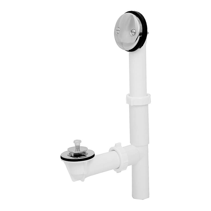 Bath Drain Full Kit, Lift & Turn, Polyethylene, Polished Chrome