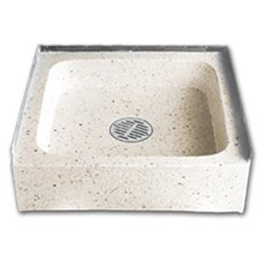 Terrazzo Mop Sink, 1 Basin, Floor Mount, Precast Terrazzo, White