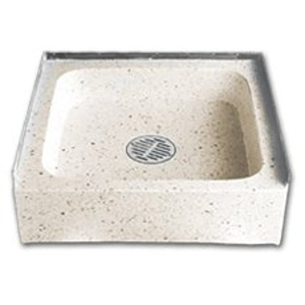 Terrazzo Mop Sink, 1 Basin, Floor Mount, Precast Terrazzo, White