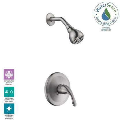 Glacier Bay Builders Single Handle 1-Spray Shower Faucet 1.8 GPM with Ceramic Disc Valves, Integral stops in Brushed Nickel