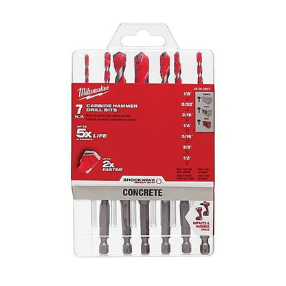 SHOCKWAVE™ Masonry Single Ended Drill Bit Set, 5/32 in, Min Drill Bit, 3/8 in, Max Drill Bit, 7 Pieces, For Hammer Drill Drivers, Carbide