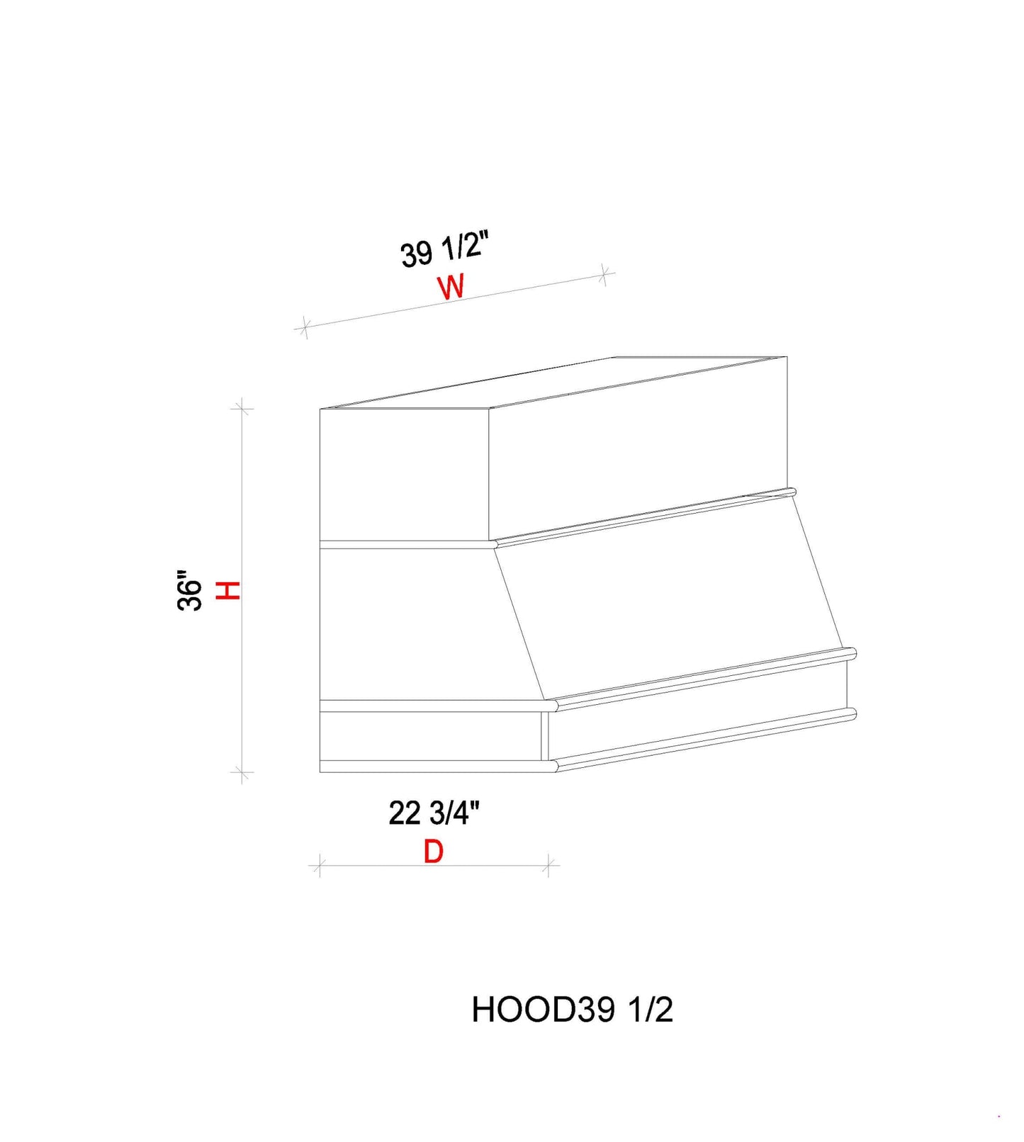 Hood - 39 1/2"W x 36"H x 22 5/8"D