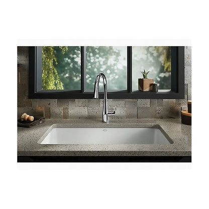 Iron/Tones® Single Bowl Kitchen Sink, Top/Under Mount, 33 x 18-3/4 in, 9-5/8 in Bowl Depth, Cast Iron, White