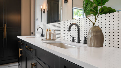 White And Black Matte Basket Weave Mosaic