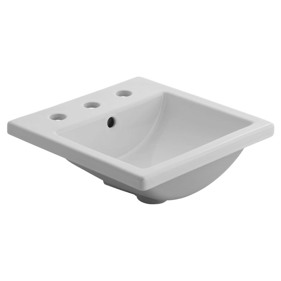 Studio Carre 16-3/8" Drop In Porcelain Bathroom Sink For Single Hole Faucets