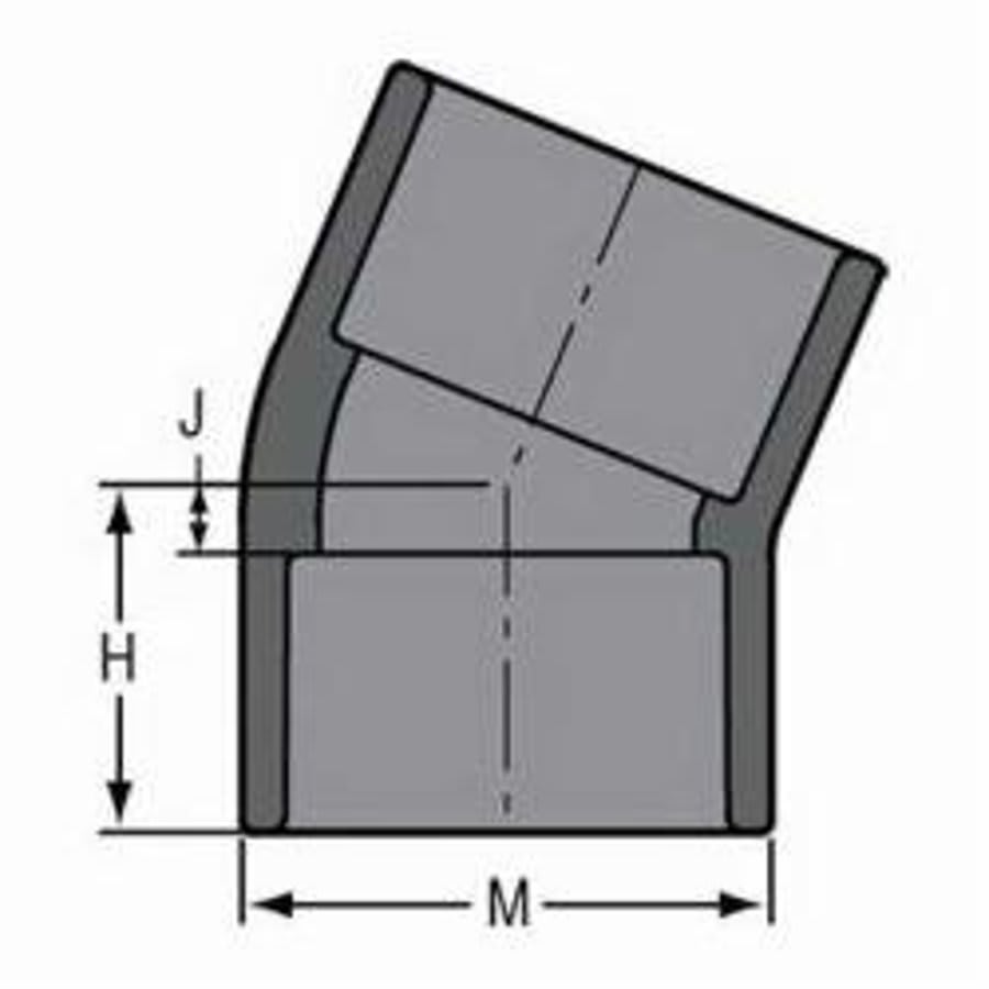 22.5 deg Elbow, 6 in, Socket, SCH 80/XH, PVC