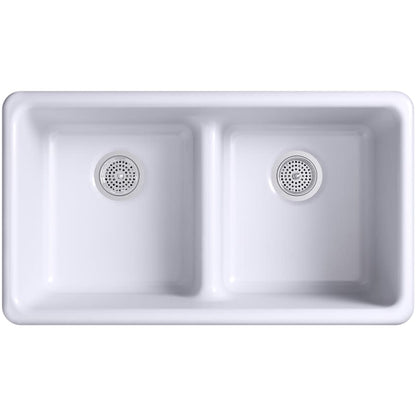 Iron/Tones 33" Drop In Smart Divide Double Basin Enameled Cast Iron Kitchen Sink