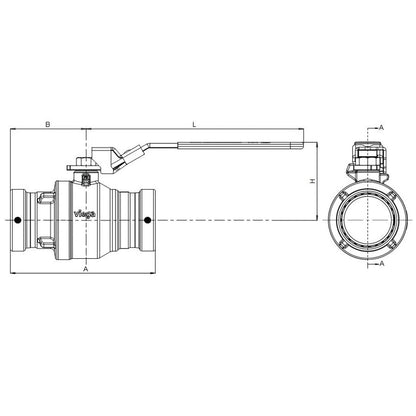 1-Piece Ball Valve, 3 in, Press, Full Port, Plated Brass Ball, Bronze