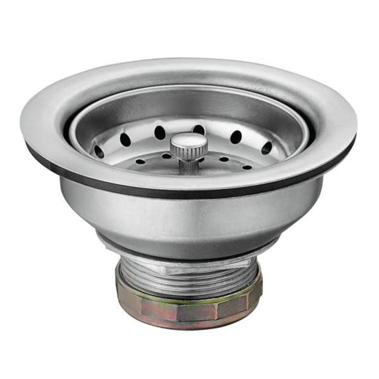 Stainless Steel 3-1/2" Basket Strainer with Drain Assembly