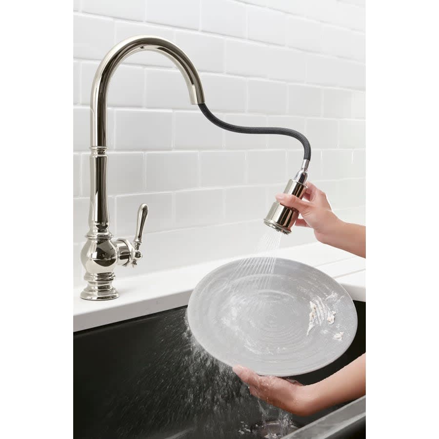 Artifacts Touchless 1.5 GPM Single Hole Pull Down Kitchen Faucet with Three-Function Spray Head