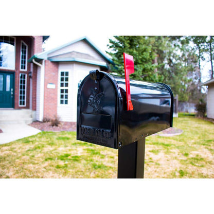 Elite Black, Medium, Steel, Post Mount Mailbox