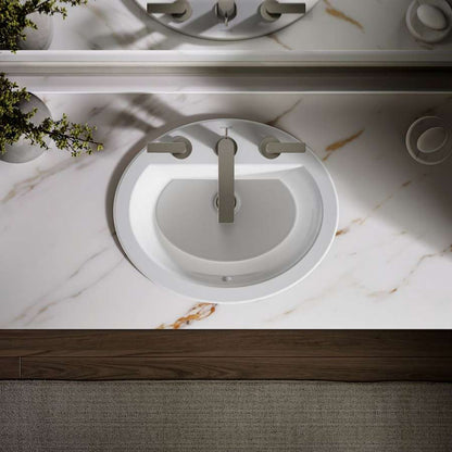 Bryant 20-1/8" Oval Vitreous China Drop In Bathroom Sink with Overflow and 3 Faucets Holes at 8" Centers