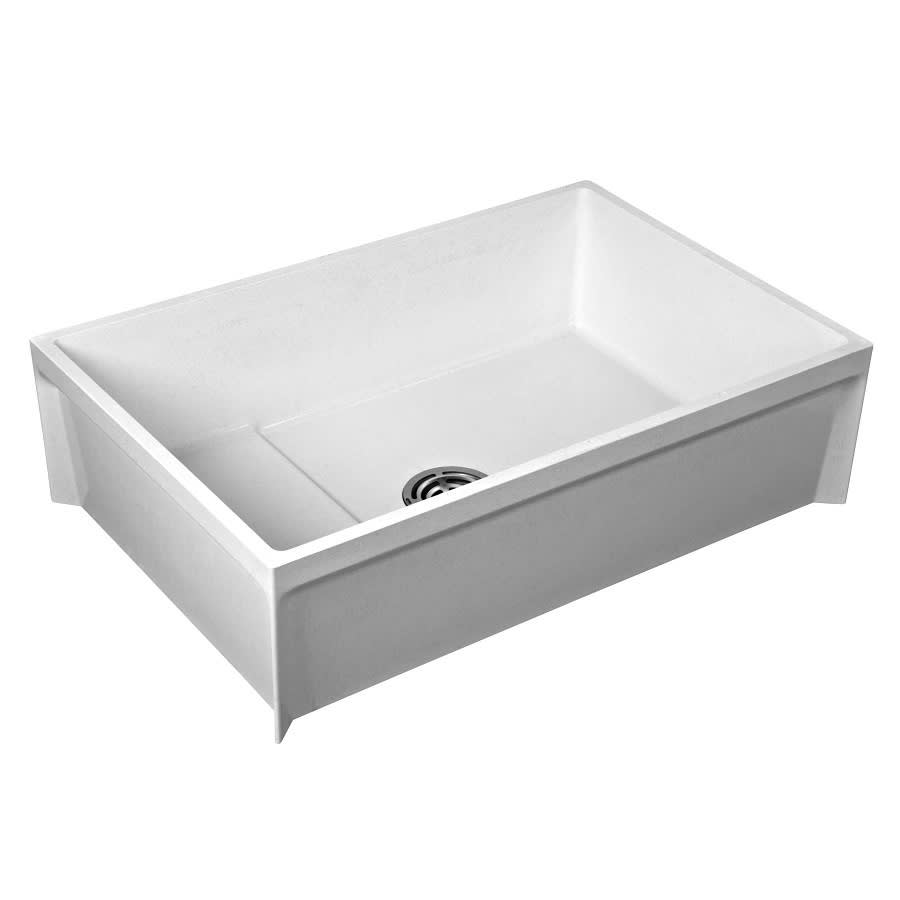 Mop Sink, 1 Basin, Floor Mount, Molded Stone, White