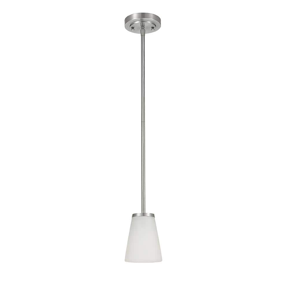 Helena 4.7 in 1-Light Brushed Nickel Mini Pendant with Frosted Glass Shades