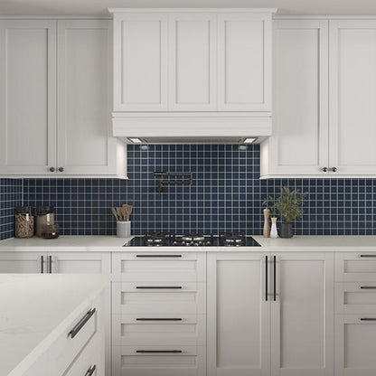 Color Wheel Mosaic Navy Herringbone 1X3 Glossy