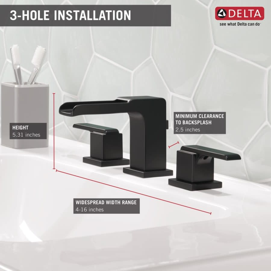 Ara 1.2 GPM Widespread Waterfall Bathroom Faucet - Includes Metal Pop-Up Drain Assembly