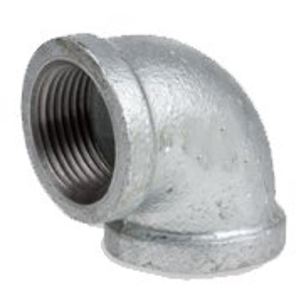 90 deg Elbow, 1-1/2 in, FNPT, 150 lb, Malleable Iron, Galvanized