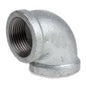 90 deg Elbow, 2-1/2 in, FNPT, 150 lb, Malleable Iron, Galvanized