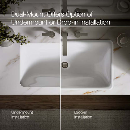 Iron Plains 30" Cast Iron Drop-In or Undermount Bathroom Sink with Overflow