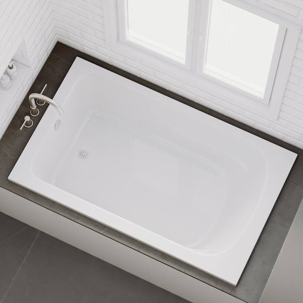 Lansford 60" x 36" Drop In Acrylic Soaking Tub with Reversible Drain and Overflow