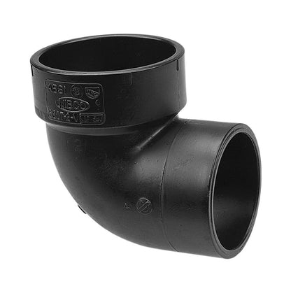 DWV Street Vent 90 deg Elbow, 2 in, Spigot x Hub, ABS
