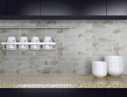 Ivory Amber Beveled Subway Tile