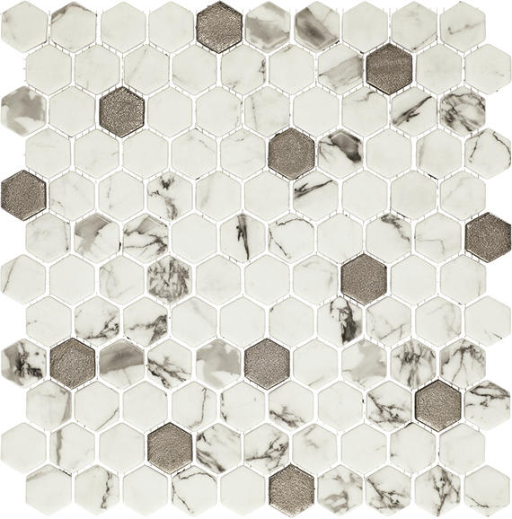Uptown Glass Posh Bubbly Hexagon 1X1 Mixed