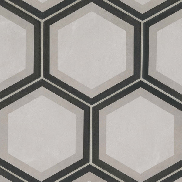 Allora 8.5" x 10" Matte Telaio Hexagon Deco Porcelain Tile