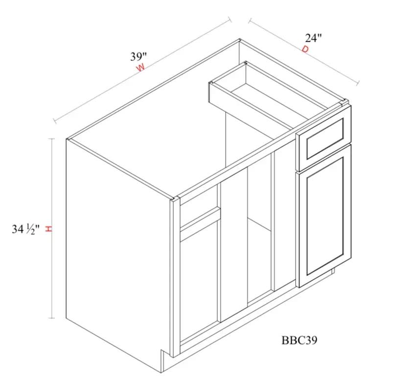 Blind Base Corner Cabinet - 39"W x 34- 1/2"H x 24"D