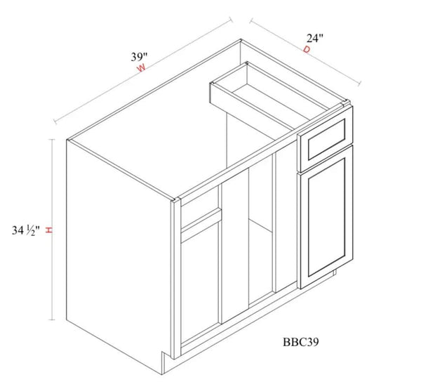 Blind Base Corner Cabinet - 39"W x 34- 1/2"H x 24"D