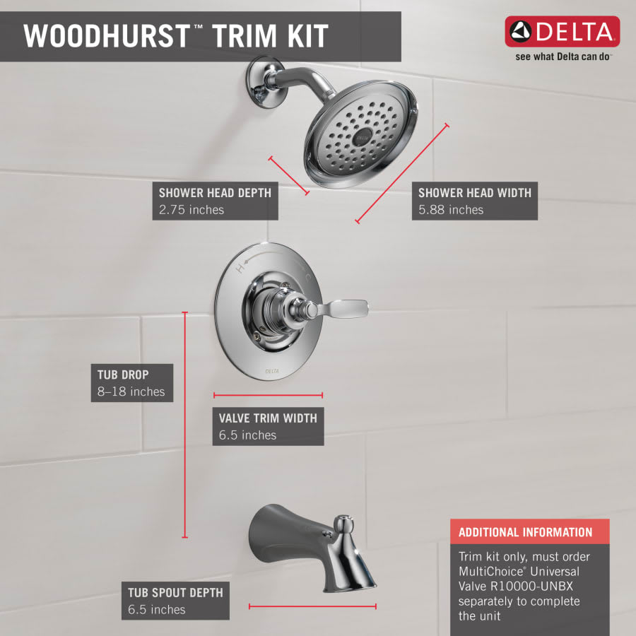 Woodhurst Tub and Shower Trim Package with 1.75 GPM Single Function Shower Head