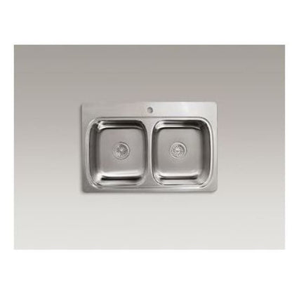 Verse 33" Double Basin Drop In Stainless Steel Kitchen Sink With Single Faucet Hole