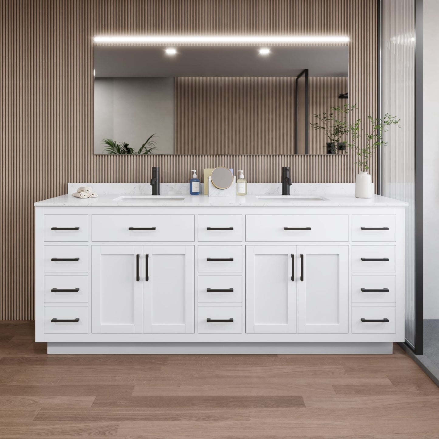 Beckett Double Bathroom Vanity with Toe Kick - 84W x 35H x 22D