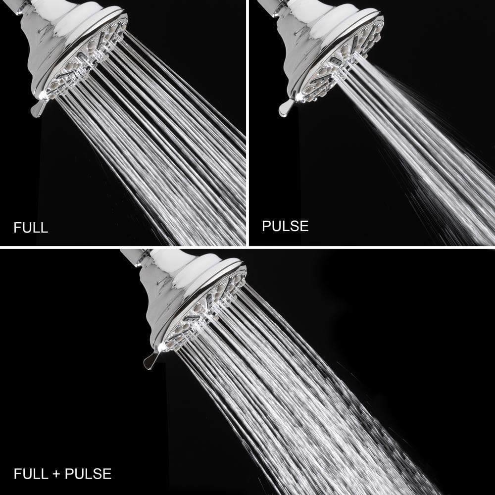 3-Spray Patterns 3.5 in. Single Wall Mount Fixed Shower Head in Chrome