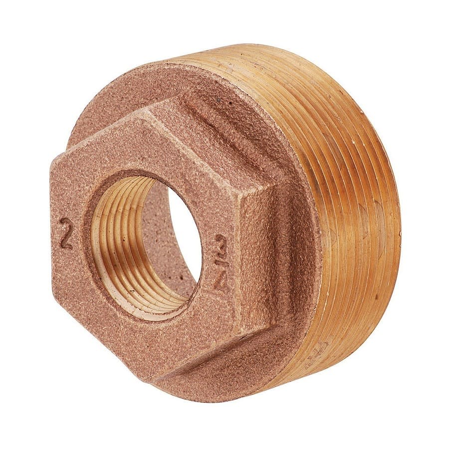 Hex Head Bushing, 1/2 x 1/4 in, MNPT x FNPT, Lead Free Brass, Rough Brass
